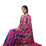 Magenta & Blue Shaded Lehariya Saree | Sequin Work | Jaipurio Designer Collection